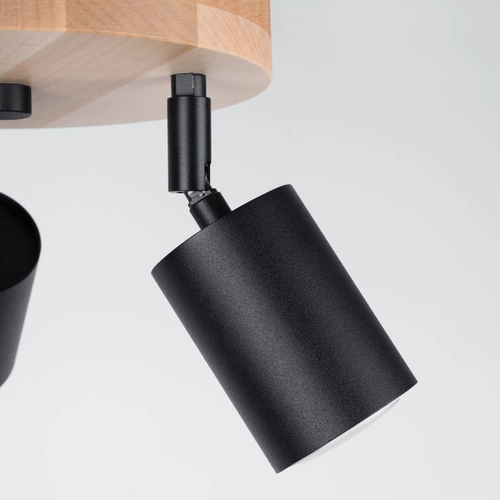 Stropní svítidlo VERDO 3P černé skandinávské s dřevem do obýváku a kuchyně otočné