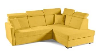 Rohová rozkládací sedačka Mils XL pravá moderní do obýváku hořčicová Intesi