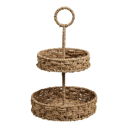 Kulatý dekorativní podnos Rifbjerg z mořské trávy v přírodní barvě na servírování