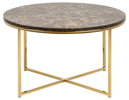 Kulatý stůl Alisma L Marble hnědo/zlatý