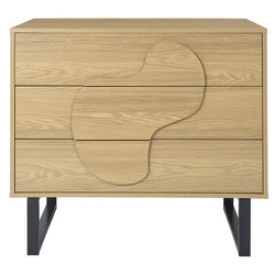 Moderní komoda Calypso se 3 zásuvkami dub artisan a černá do ložnice 120 cm
