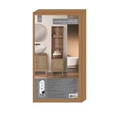 Dřevěná vitrína Bali do obýváku v boho stylu na knihy s policemi a dvířky 160 cm