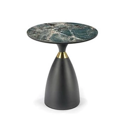 Kulatý konferenční stolek Namas glamour se zelenou mramorovou deskou do obýváku