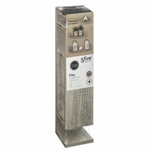 Sada 3 nástěnných polic Edge šedý dub moderní police na knihy a dekorace 5five