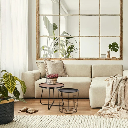 Kulatý konferenční stolek Tamsai 60 cm černý ořech loftový do obýváku odkládací Intesi