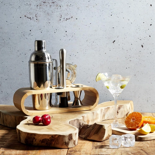 Koktejlová souprava s bambusovým podnosem