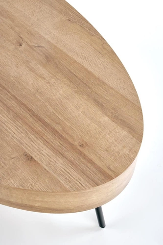 Oválný konferenční stolek Paola v loftovém stylu, dub zlatý se zásuvkou do obývacího pokoje 120x60 cm Intesi