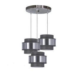 Zajíc chromovaná závěsná lampa 3x60W E27 stínidlo šedá+stříbrná