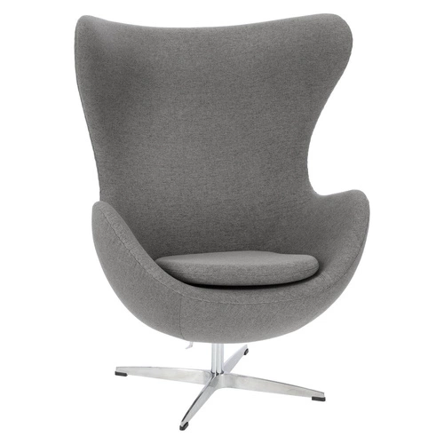 Moderní otočné křeslo ušák Egg do obýváku a kanceláře šedé snadné čištění