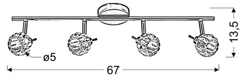 Moderní stropní svítidlo Bombola chrom, nastavitelná, do obýváku a ložnice, 4bodová