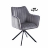 Otočná židle Adrienne Velvet šedá, čalouněná sametem s područkami do jídelny a obýváku