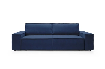 Rozkládací pohovka s úložným prostorem Molde modrý manšestr 3místná na spaní do obýváku