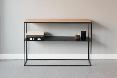 STAM 280 moderní úzká konzole do předsíně a obýváku dubová dýha kovová police