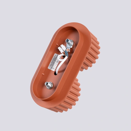 Stropní svítidlo AURA 2 červené minimalistické kulaté do obýváku a kuchyně hliník