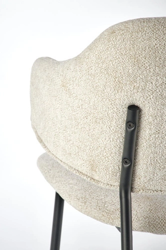 Čalouněná béžová jídelní židle Paupe s černými nohami, moderní do jídelny i obýváku Intesi