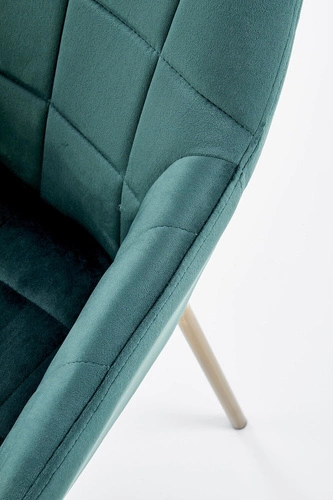 Jídelní židle Minnesota zelená, čalouněná sametem s područkami na zlatých nohách