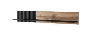 Nástěnná police loftová Adre 150 cm dub wotan černá na knihy a dekorace do obýváku Intesi