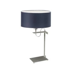 Noční lampička Alaska moderní s tmavě modrým stínidlem a stříbrnou základnou do ložnice LYSNE