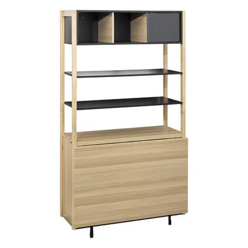 Knihovna Extensio moderní loftová s uzavíratelnými policemi a funkcí psacího stolu 180 cm