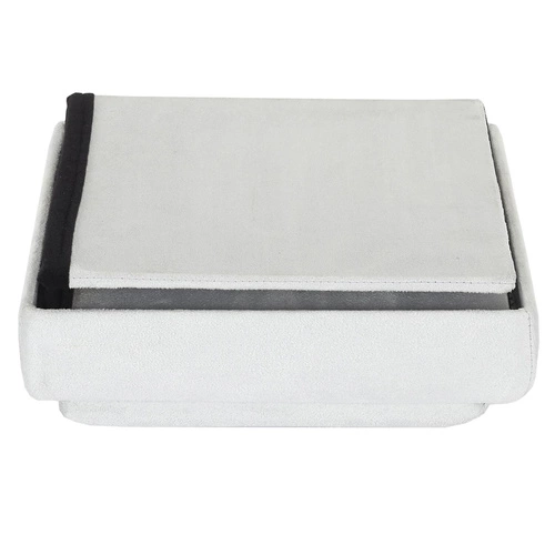 Šedý sametový taburet Legina s úložným prostorem na hračky, čtvercový do dětského pokoje Intesi