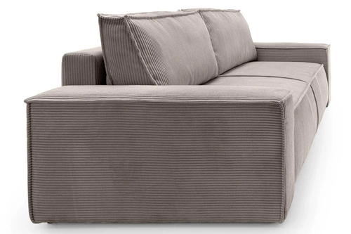 Rozkládací pohovka Molde z manšestru béžová s úložným prostorem a funkcí spaní do obýváku