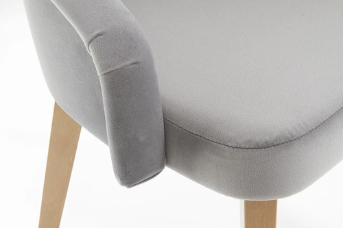 Čalouněná sametová jídelní židle Alain Intesi šedá s područkami dřevěná