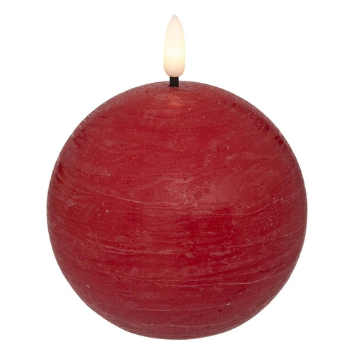 Dekorativní LED svíčka Molia červená koule 10 cm parafínová vhodná jako dárek Atmosphera