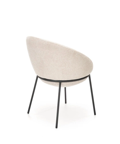 Čalouněná židle Eggy Intesi béžová s područkami na černých nohách do jídelny a obýváku
