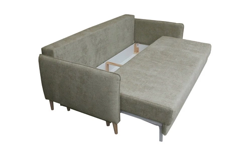 Rozkládací pohovka Lika pro 3 osoby s úložným prostorem a funkcí spaní béžová do obýváku