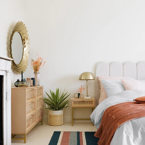 Noční lampička Lilio zlatá 46 cm moderní glamour do ložnice s mramorovým podstavcem Atmosphera