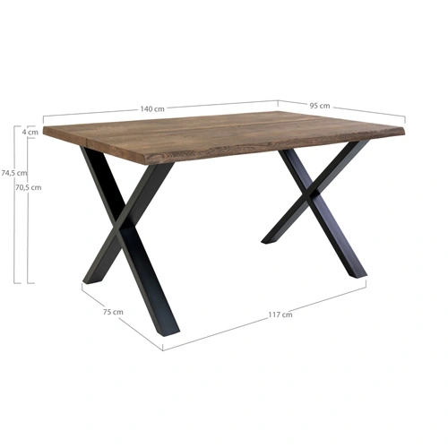 Jídelní stůl Toulon dub kouřový 95x140 loftový stůl