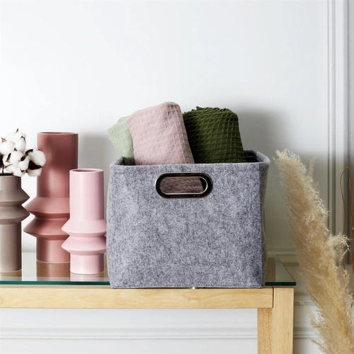 Sada 2 plstěných krabic obdélníkových šedých