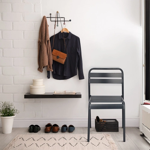 Kovová zahradní židle Terra antracitová Intesi loftová stohovatelná na balkon a terasu