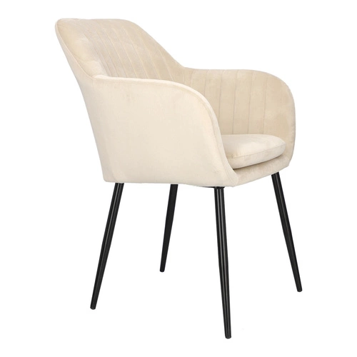 Čalouněná sametová jídelní židle Emilia Actona béžová s područkami moderní