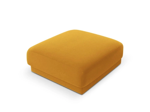 Žlutý sametový taburet Miley 90x90 cm čtvercový moderní sedák do obýváku glamour