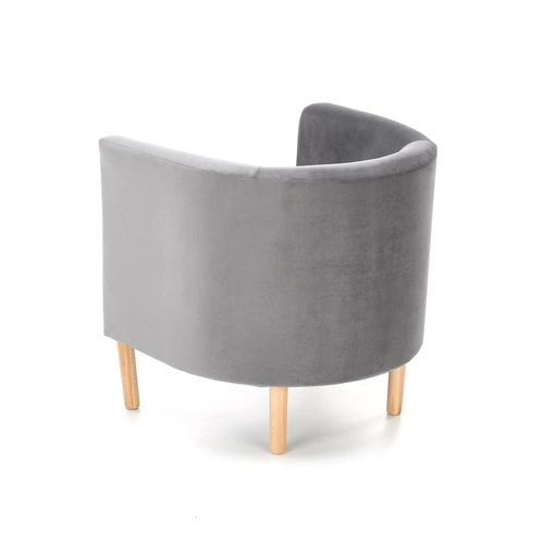 Šedé sametové křeslo Calidris do obýváku ve skandinávském stylu s područkami