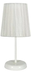 Moderní noční lampička Rifasa bílá kovová s textilním stínidlem do ložnice a dětského pokoje
