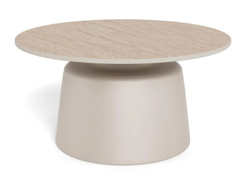 Konferenční stolek Santorini 70 kulatý béžový keramický do obýváku