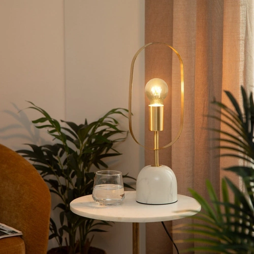 Noční stolní lampa glamour Edi Atmosphera moderní bílo-zlatá do ložnice 44 cm