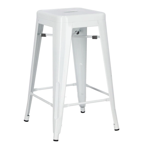 Kovová barová stolička Paris 66 cm bílá bez opěrky industriální k kuchyňskému ostrůvku D2.DESIGN