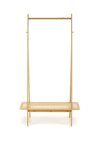 Intesi Boho bambusový stojanový věšák do předsíně s ratanovou policí přírodní 168 cm