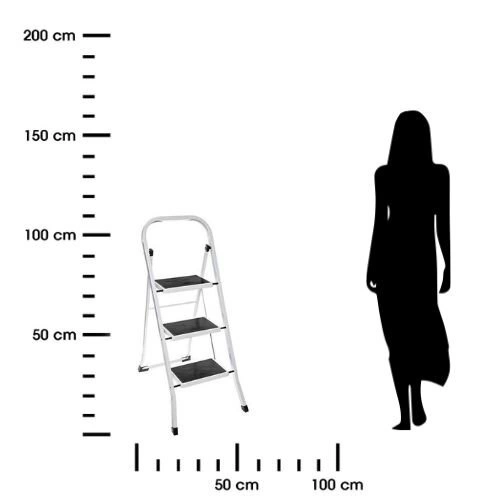 Skládací žebřík 3-stupňový kovový bílý
