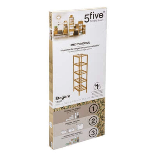 Regálová jednotka s 5 bambusovými policemi