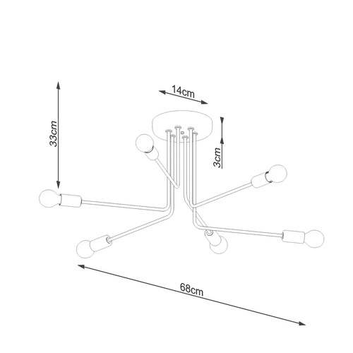 Moderní černý kovový lustr NORAH 6 do obýváku a jídelny 68 cm