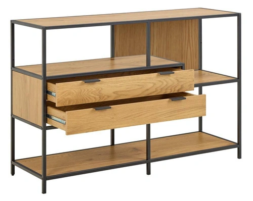 Knihovna Seaford V loftová se zásuvkami divoký dub/černá