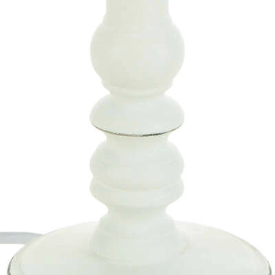 Noční lampička Leo Atmosphera bílá klasická s textilním stínidlem a dřevěnou základnou 36 cm