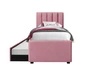 Čalouněná postel pro mládež Ovilea Velvet růžová 90x200 s vysokým čelem do ložnice