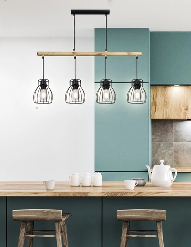 Závěsné svítidlo Bernita černé loftové 4bodové do obýváku, kuchyně nebo nad stůl