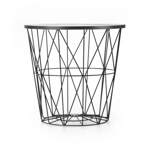 Konferenční stolek Rissa kulatý černý mramor moderní s úložným prostorem do obýváku Intesi