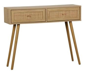 Ballo boho ratanová konzole se zásuvkami do předsíně a obýváku, úzký příruční stolek ke zdi